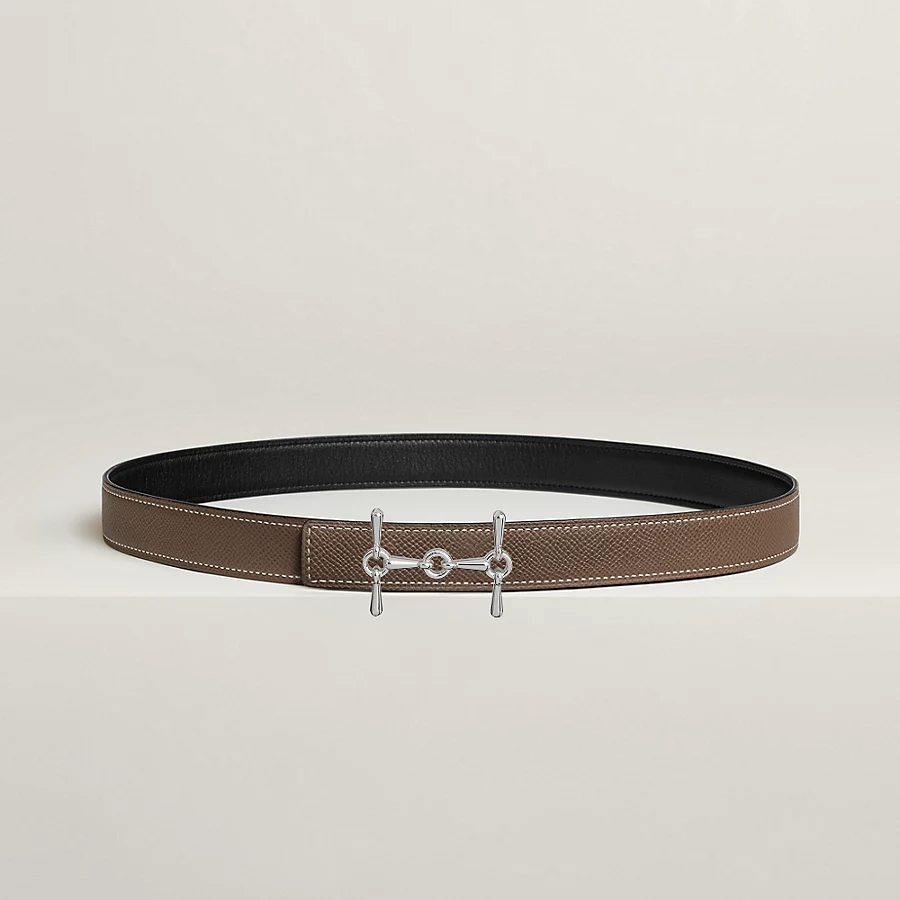 H Equestre belt buckle & Reversible leather strap 24 mm - Image 2